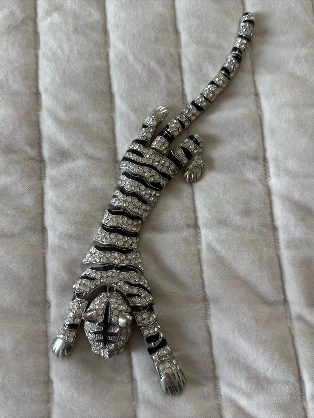 Vintage hollywood regency avant garde maximalist articulated tiger large brooch